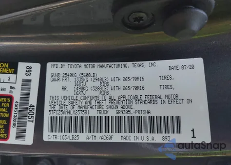2020 Toyota Tacoma Double Cab/Sr/Sr5/Trd Sport/Trd Off Road/Trd Pro from USA, damaged, VIN 5TFCZ5AN4LX237581